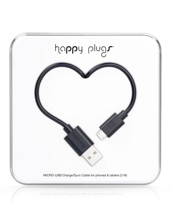 Happy Plugs Micro-USB to USB Charge/Sync Cable Black Watch Wear