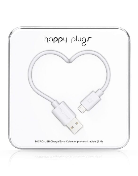 Happy Plugs Micro-USB to USB Charge/Sync Cable White Watch Wear