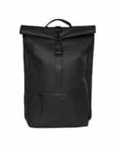 Rains Rolltop Rucksack Black is a universal men's and women's backpack made from water resistant PU material.