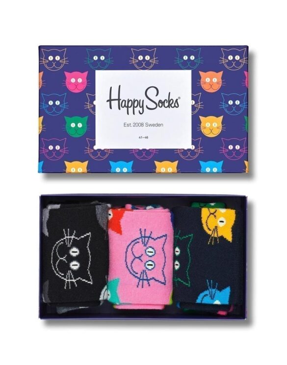 Happy Socks Cats 3-Pack Gift Box Watch Wear