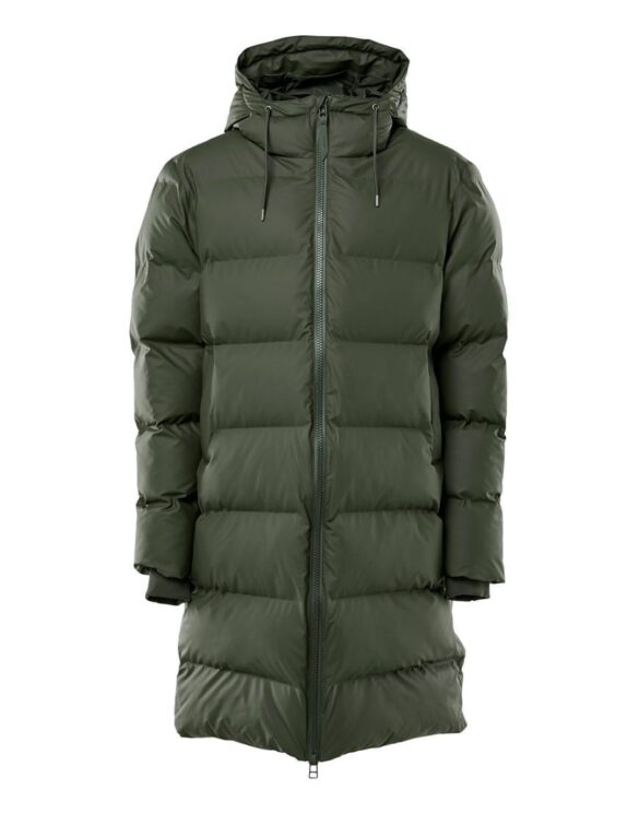 Rains Long Puffer Jacket Green is an universal men's and women's winter jacket. This winter coat is designed for extreme Northern climate.