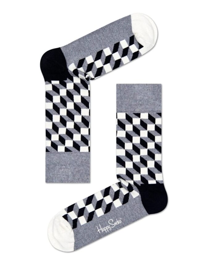 Happy Socks Filled Optic Grey/Black Sock Watch Wear