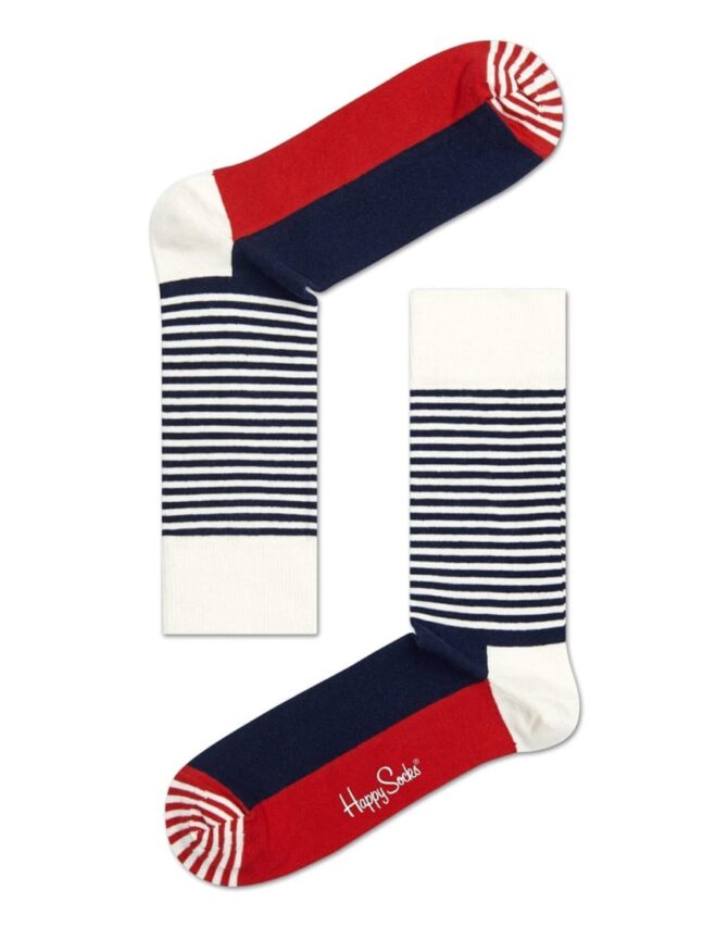 Happy Socks Half Stripe White Socks Watch Wear