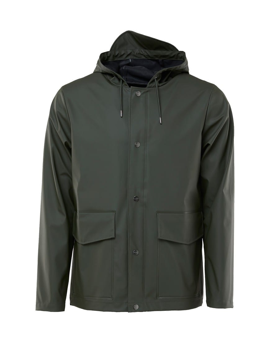 Rains Short Hooded Coat Green - WATCH | WEAR online store