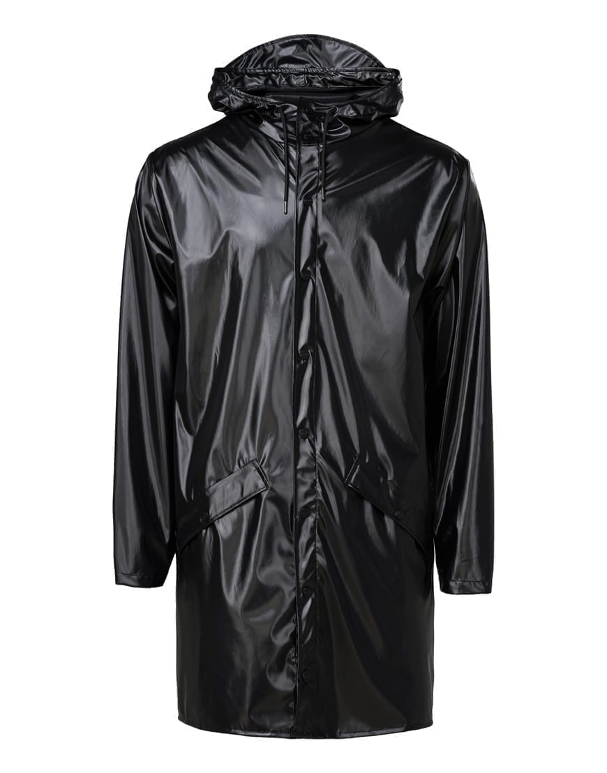 Rains Long Jacket Shiny Black Watch Wear