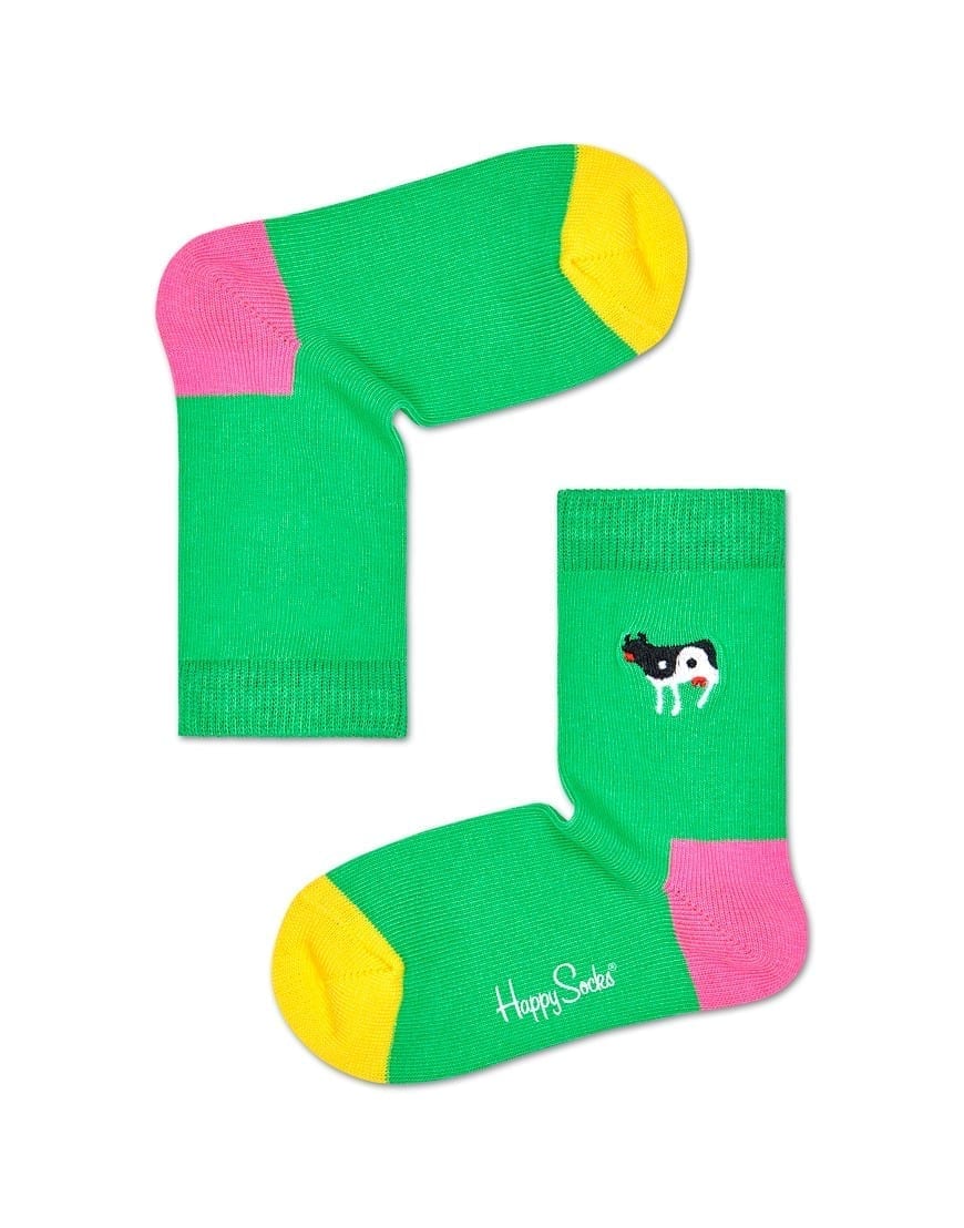 Happy Socks Kids Yin Yang Cow Embroidery Sock Watch Wear