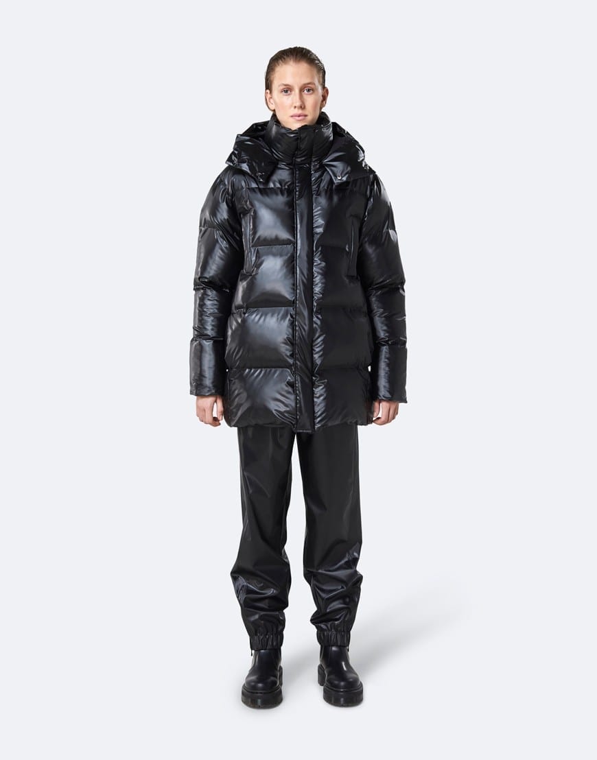 shiny black winter jacket