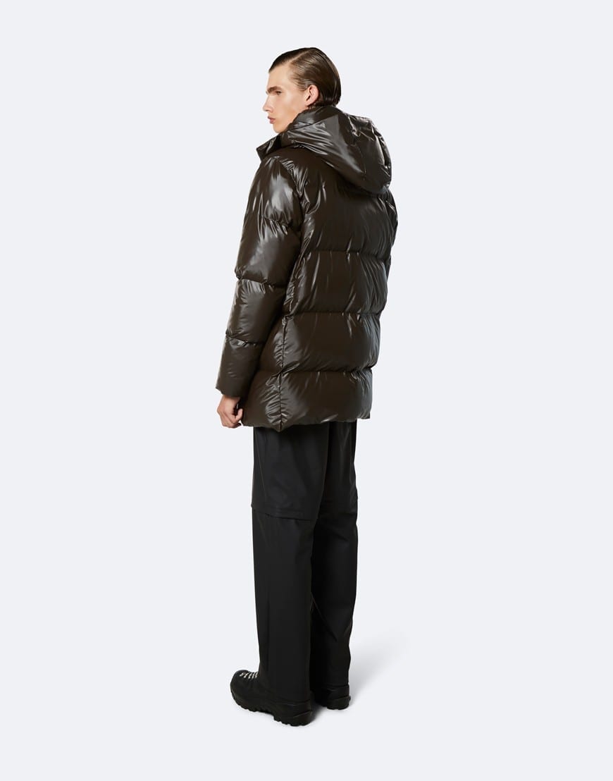 Puffer Hooded Coat Shiny Brown | Rains 