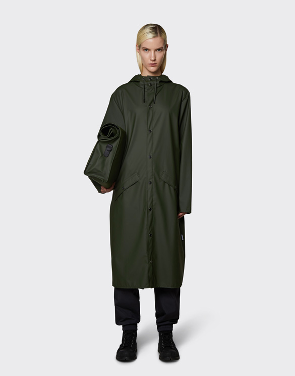 Rains 18360-03 Longer Jacket Green Men Women Outerwear Outerwear Rain jackets Rain jackets