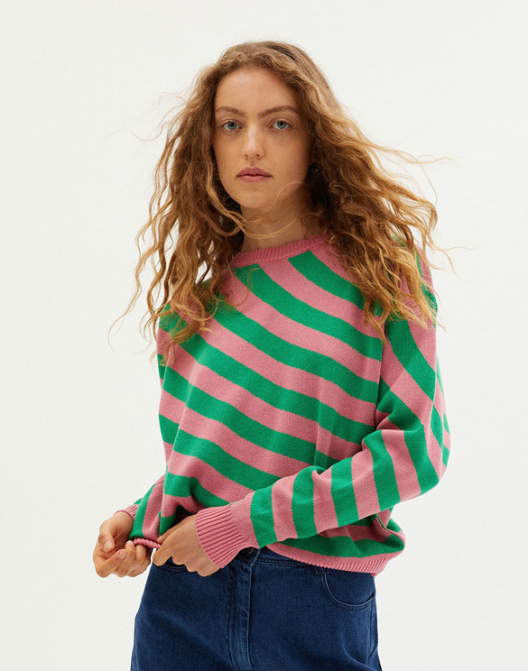 Stripped Pink Paloma Knitted Sweater | Thinking Mu | WATCH WEAR