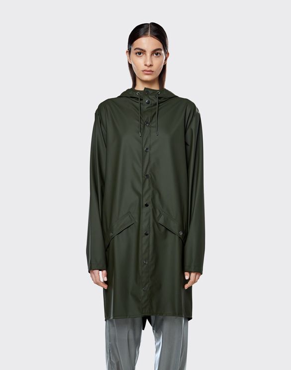 Rains 12020-03 Long Jacket Green Men Women Outerwear Outerwear