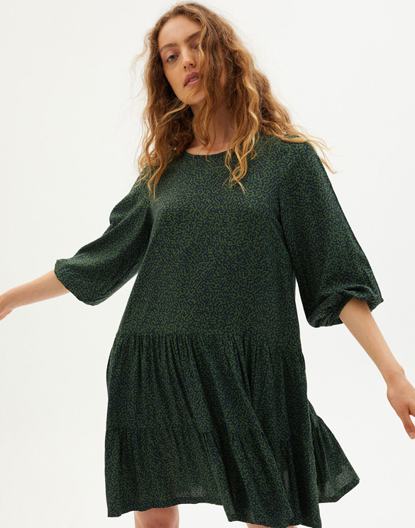 Thinking Mu Women Dresses/skirts Green Chamaleon Lily Dress WDR00127