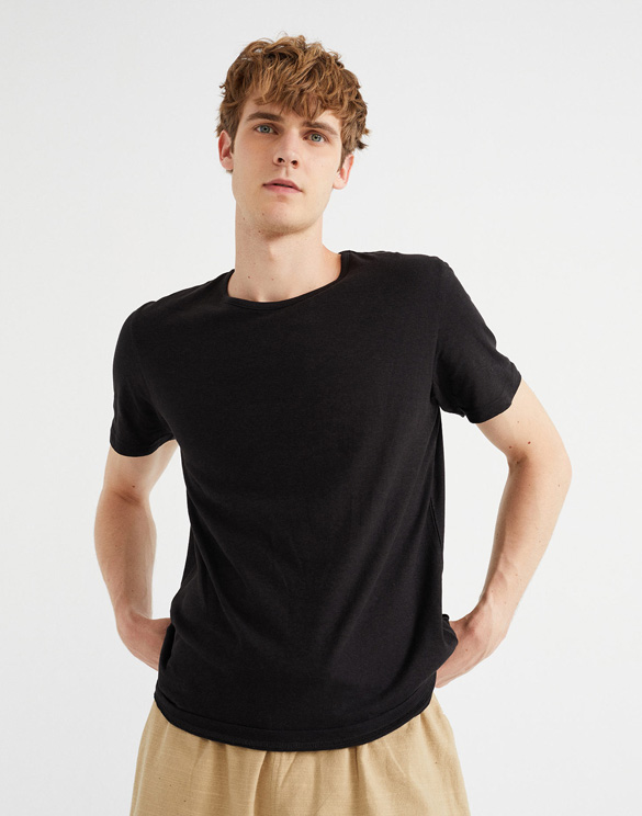 Thinking Mu Men T-shirts Black Hemp T-Shirt MTS00240