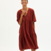 Thinking Mu Women Dresses/skirts Raspberry Hemp Fresia Dress WDR00134