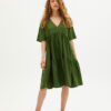 Thinking Mu Women Dresses/skirts Green Hemp Fresia Dress WDR00135