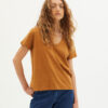 Thinking Mu Women T-Shirts Brown Hemp Clavel T-Shirt WTS00278