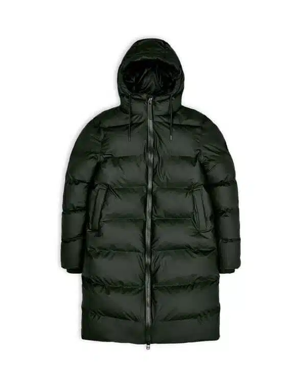 Long Puffer Jacket Green Rains Winter Coat Watch Wear