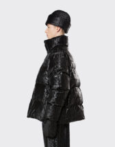 Rains 15220-53 Boxy Puffer Jacket Black Monogram Men Women  Outerwear Outerwear Winter coats and jackets Winter coats and jackets