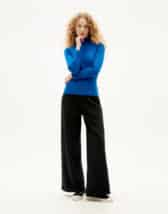 Thinking Mu Women Blouses and tops Klein Blue Rib Aine L/S Top WTP00062