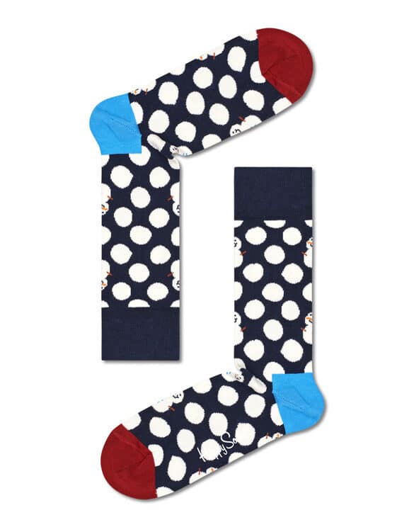 Happy Socks Big Dot Snowman Blue Socks BDS01-6500 Socks Christmas Socks