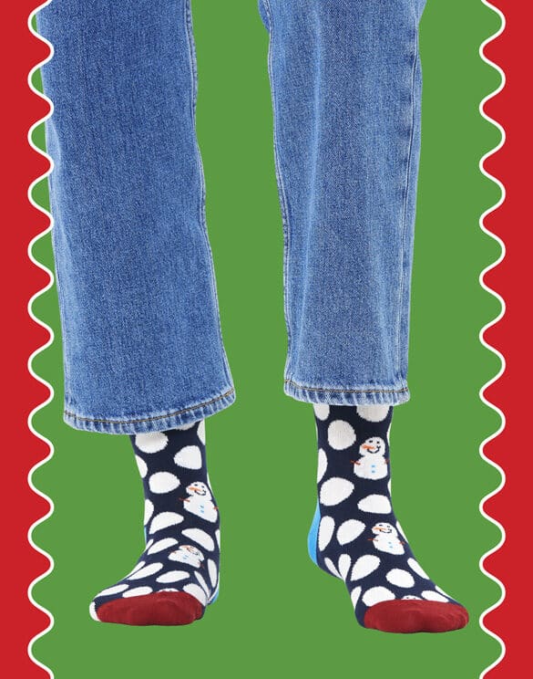 Happy Socks Big Dot Snowman Blue Sokid BDS01-6500 Sokid Jõulusokid