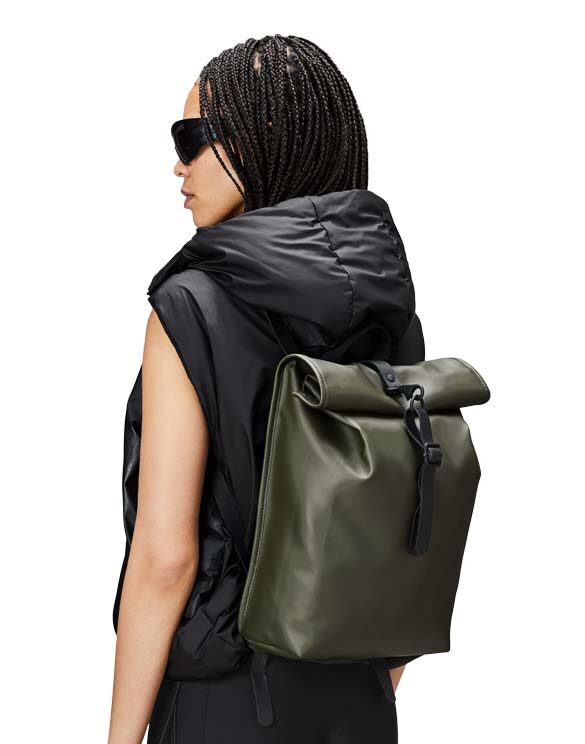 Rains 13610-65 Evergreen Rolltop Rucksack Mini Evergreen Accessories Bags Backpacks