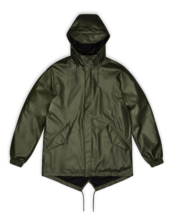 Rains 18010-65 Evergreen Fishtail Jacket Evergreen Men Women  Outerwear Outerwear Rain jackets Rain jackets