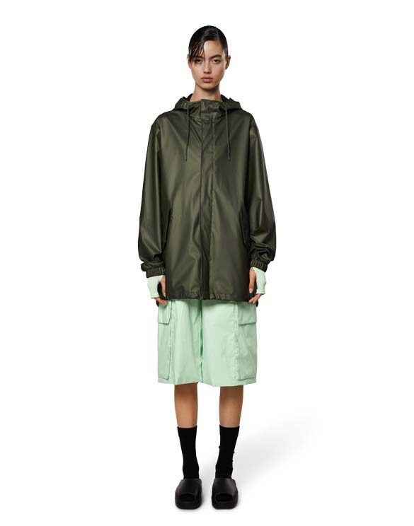 Rains 18010-65 Evergreen Fishtail Jacket Evergreen Vihmajakk Mehed Naised Ülerõivad Ülerõivad Vihmajakid Vihmajakid