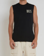 Deus Ex Machina DMS221661B-Black } Rosso Muscle Black Tank Top Men T-shirts