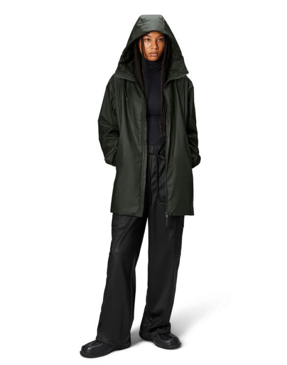 Rains 15790-03 Green Lohja Long Insulated Jacket Green Jope Mehed Naised Ülerõivad  Kevad-sügis joped