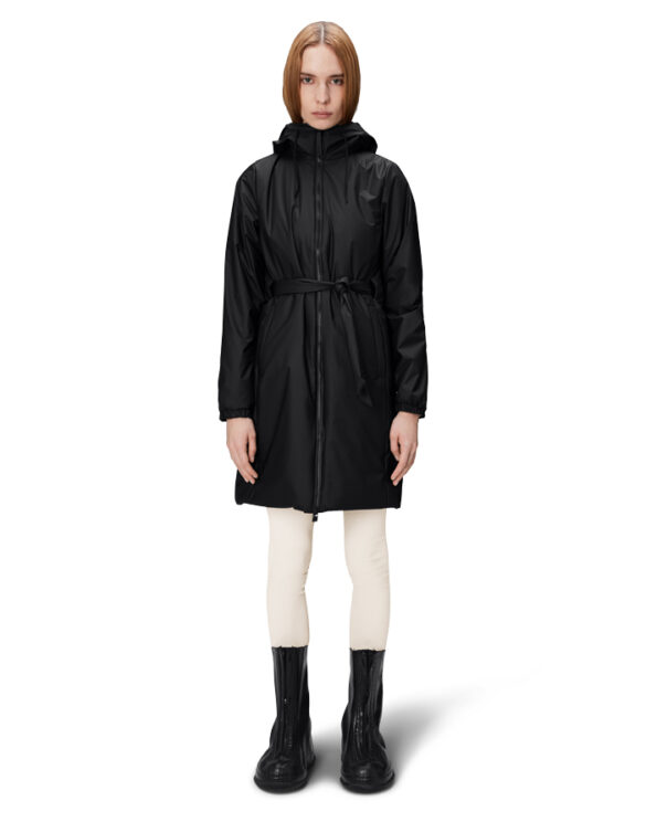 Rains 15880-01 Black Lohja Long Insulated Curve Jacket Black Jope Naised  Ülerõivad  Kevad- ja sügisjoped