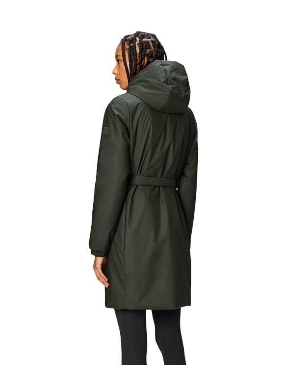 Rains 15880-03 Green Lohja Long Insulated Curve Jacket Green Men Women  Outerwear Outerwear Spring and autumn jackets Spring and autumn jackets