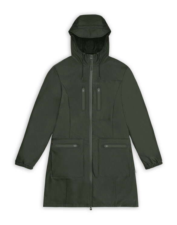 Rains 12050-03 Green Cargo Curve Jacket Green Women   Outerwear  Rain jackets