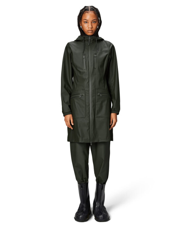 Rains 12050-03 Green Cargo Curve Jacket Green Vihmamantel Naised  Ülerõivad  Vihmajakid