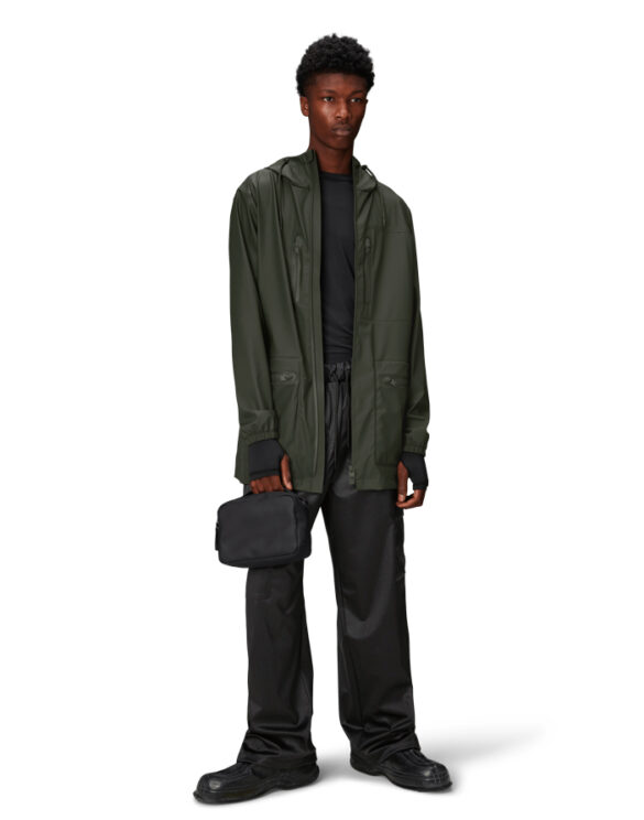 Rains 12060-03 Green Cargo Long Jacket Green Vihmajope Mehed Naised Ülerõivad  Vihmajakid