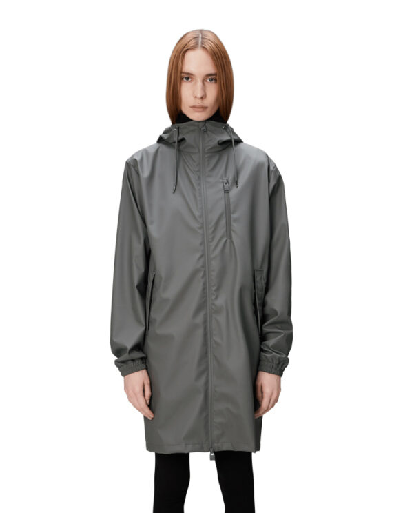 Rains 12080-13 Grey Long Storm Breaker Grey Men Women  Outerwear Outerwear Rain jackets Rain jackets