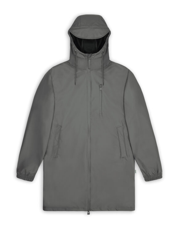 Rains 12080-13 Grey Long Storm Breaker Grey Men Women  Outerwear Outerwear Rain jackets Rain jackets