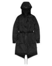 Rains 18550-84 Black Grain String W Parka Black Grain Women   Outerwear  Rain jackets