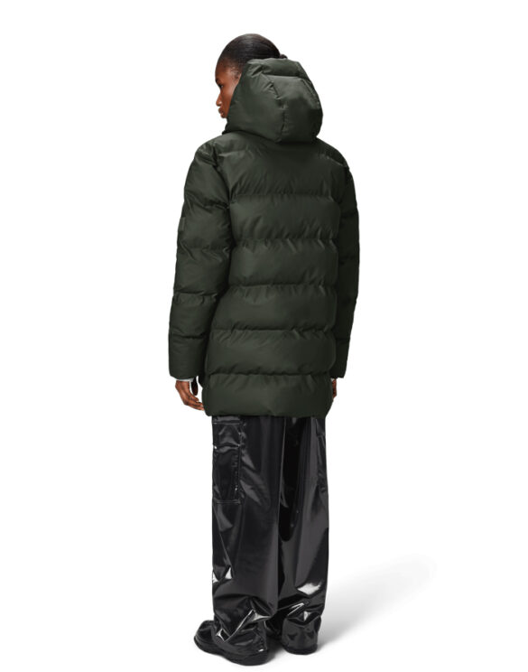 Rains 15210-03 Green Alta Long Puffer Cargo Jacket Green Men Women  Outerwear Outerwear Winter jackets and coats Winter coats and jackets