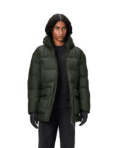 Rains 15210-03 Green Alta Long Puffer Cargo Jacket Green Talvemantel Mehed Naised Ülerõivad  Talvejoped ja mantlid