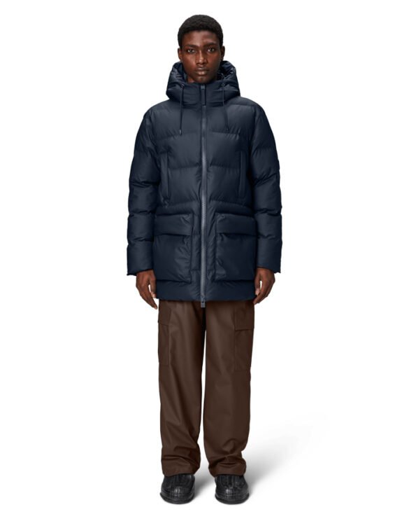 Rains 15210-47 Navy Alta Long Puffer Cargo Jacket Navy Talvemantel Mehed Naised Ülerõivad  Talvejoped ja mantlid