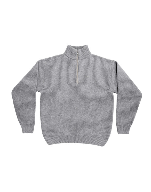 Colorful Standard   Merino Wool Quarter Zip Heather Grey CS5091-Heather Grey