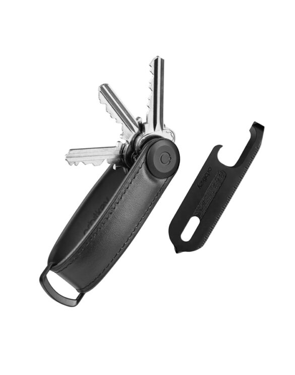 Orbitkey Võtmehoidjad Key Organiser Hybrid Leather + Multitool v2 Black Võtmehoidja Kinkekomplekt GHL3-BLK-201