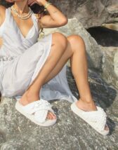 Inuikii Woven Stones Ivory Slides