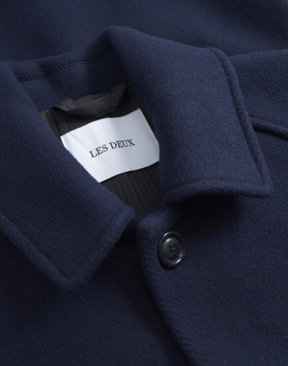 Les Deux Men Outerwear Michael Solid Wool Coat Dark Navy 1000347-DARK NAVY
