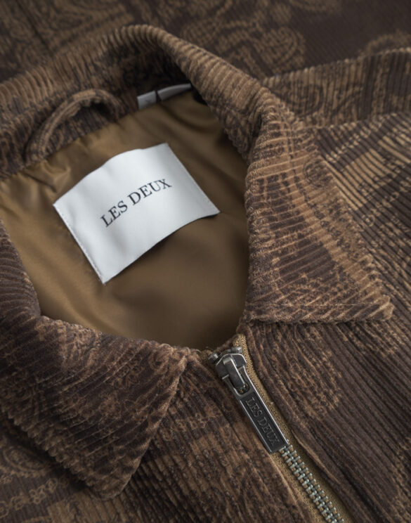 Les Deux 1000387-TEAK BROWN } Marchall AOP Corduroy Coach Jacket Teak Brown Men Jackets