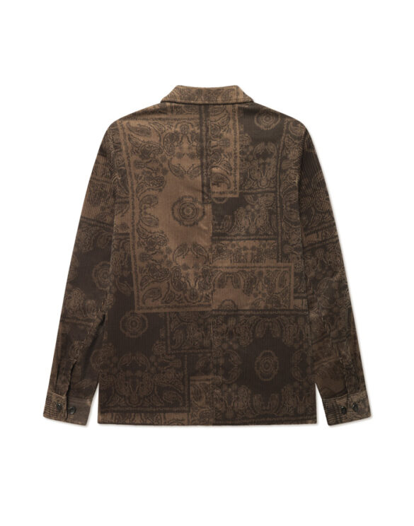 Les Deux 1000387-TEAK BROWN } Marchall AOP Corduroy Coach Jacket Teak Brown Men Jackets