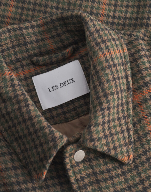 Les Deux 1000565-TEAK BROWN } Varsity Houndstooth Jacket Teak Brown Men Jackets