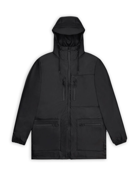 Rains Cargo Long Jacket Black