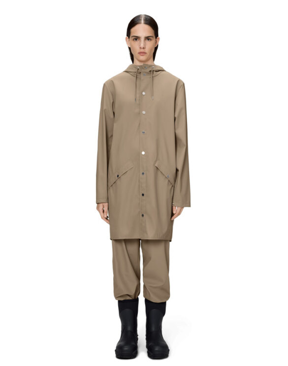 Rains 12020-133 Beige Long Jacket Beige Vihmajakk Mehed Naised Ülerõivad  Vihmajakid